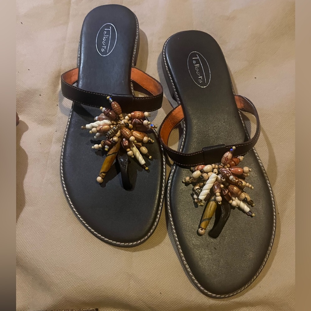 Talbots Brown Beaded Sandals